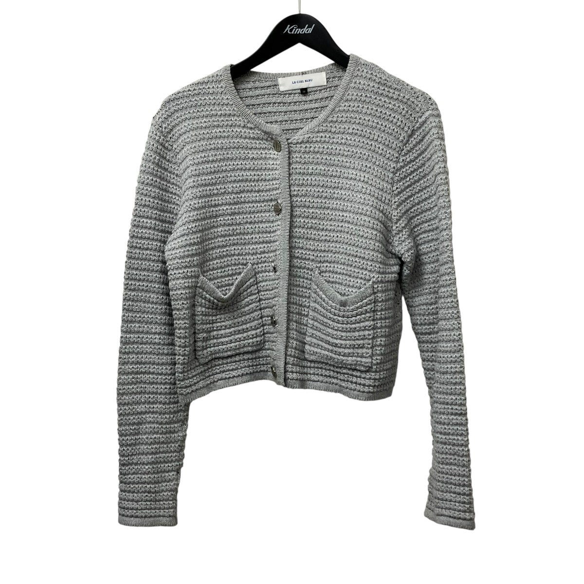 ルシェルブルー LE CIEL BLEU Waffle Knit Jacket カーディガン 27S61205 グレー サイズ：36 LE CIEL BLEU(ルシェルブルー) Waffle Knit Jacketカーディガン