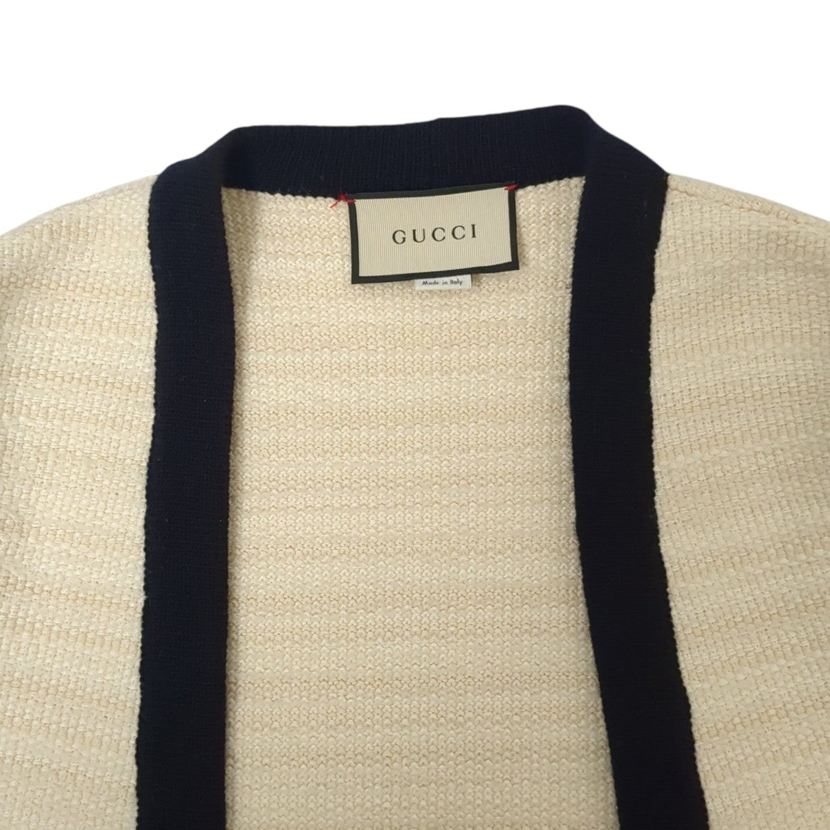 GUCCIアイボリーコート 42 GUCCI(グッチ) ニットコート490346 490346 アイボリー×ブラック