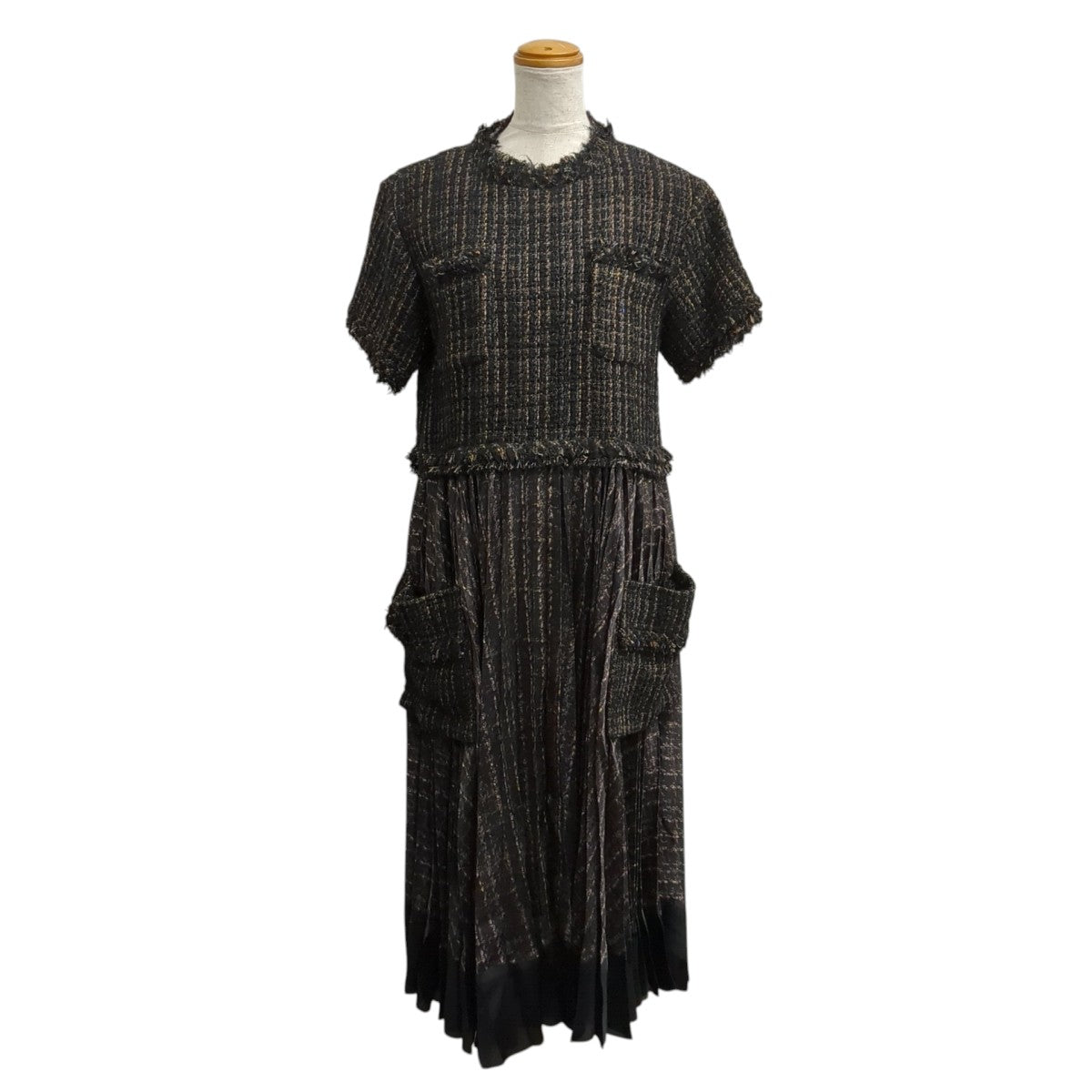 sacai(サカイ) Tweed Dressワンピース24-07444 24-07444 ブラック