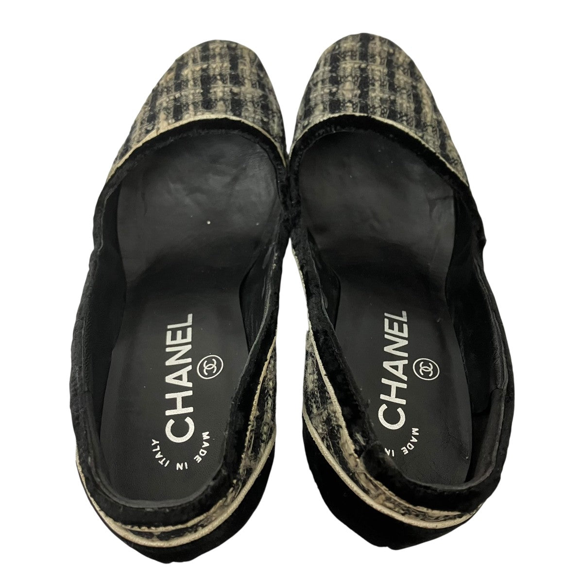 CHANEL ブラック パンプス 中ヒール サイズ35 CHANEL CHANEL シャネル オープントゥパンプス ブラック 黒
