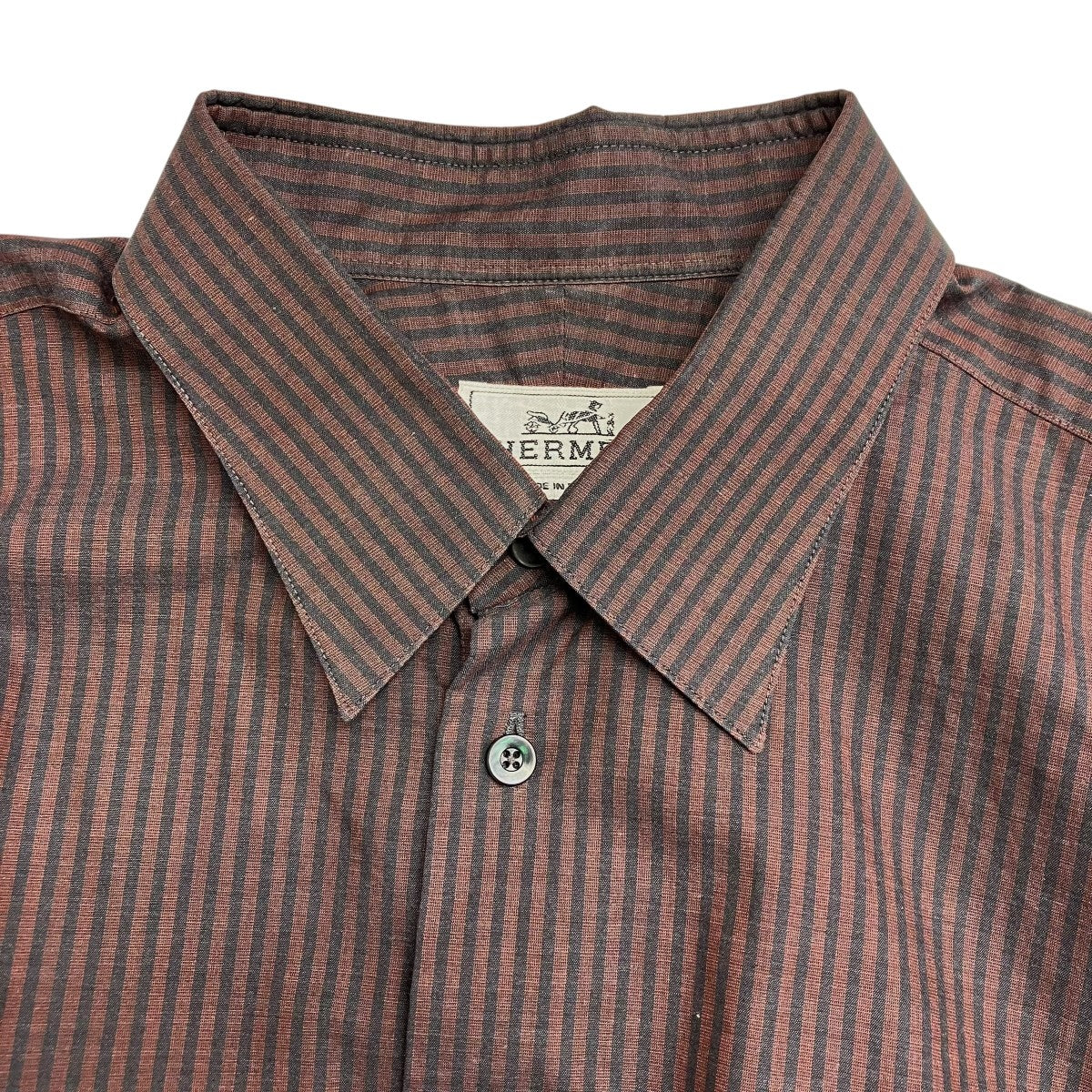 ✨️最高級/極美品✨️エルメス HERMES シャツ 長袖シャツ ストライプ 極美品◇エルメス 長袖シャツ ストライプ セリエボタン