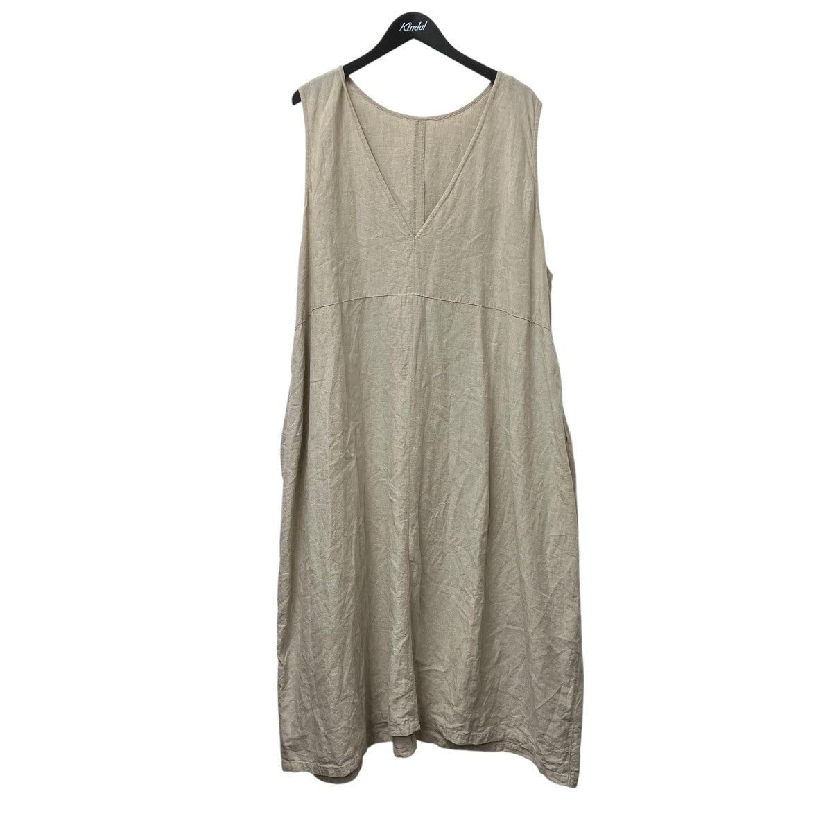 nest Robe ブラックリネンバックVネックノースリーブワンピース 2022 / nest Robe / ブラックリネンバックVネックノースリーブ