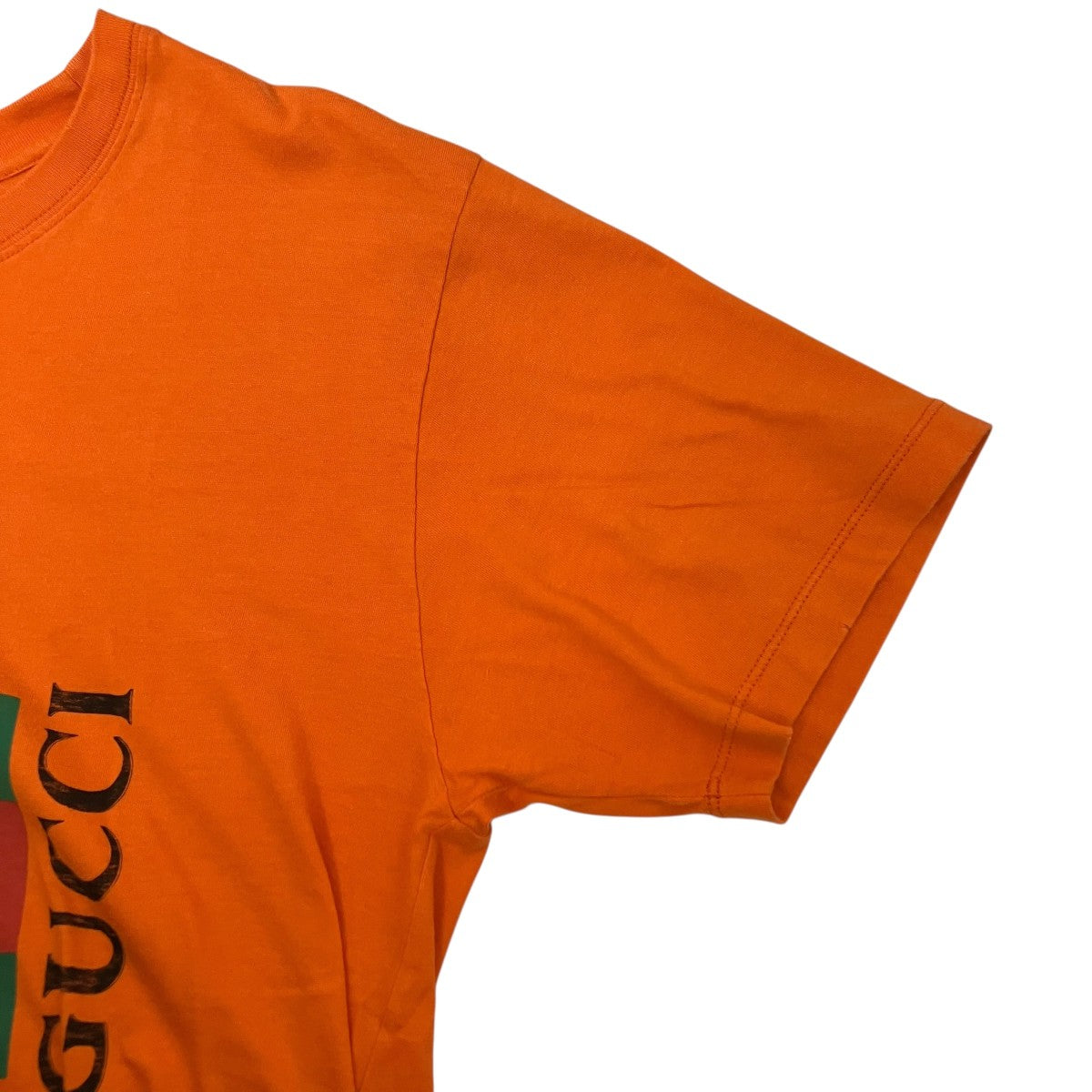 GUCCI(グッチ) グリッターロゴ ヴィンテージ加工プリントTシャツ