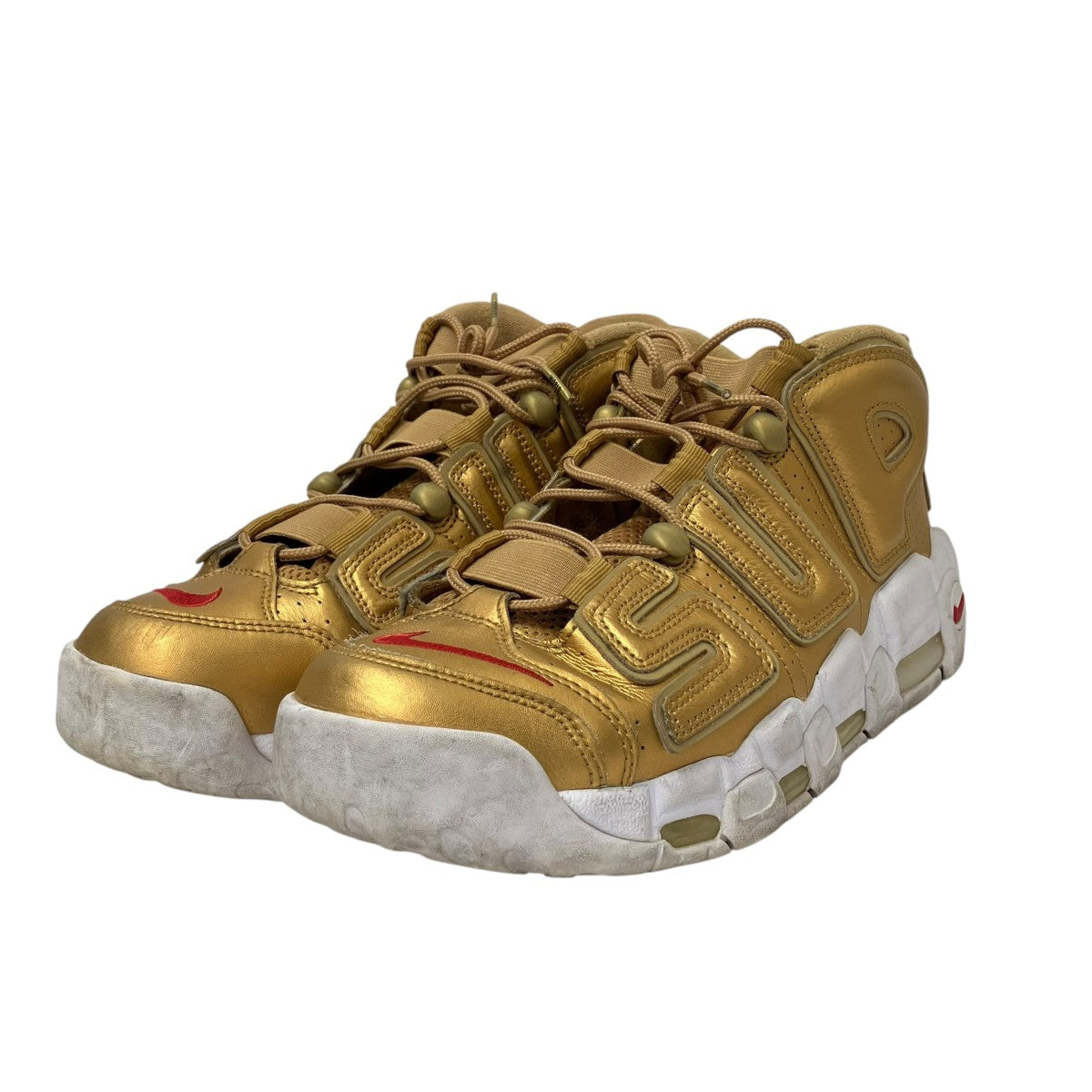 NIKE×Supreme AIR MORE UPTEMPO Supreme metallic gold whtローカットスニーカー902290-700 古着・中古-1枚目のアイテム画像