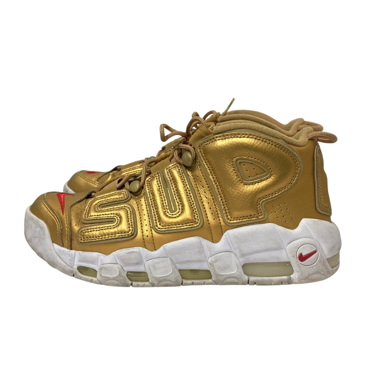 NIKE×Supreme AIR MORE UPTEMPO Supreme metallic gold whtローカットスニーカー902290-700 古着・中古-3枚目のアイテム画像