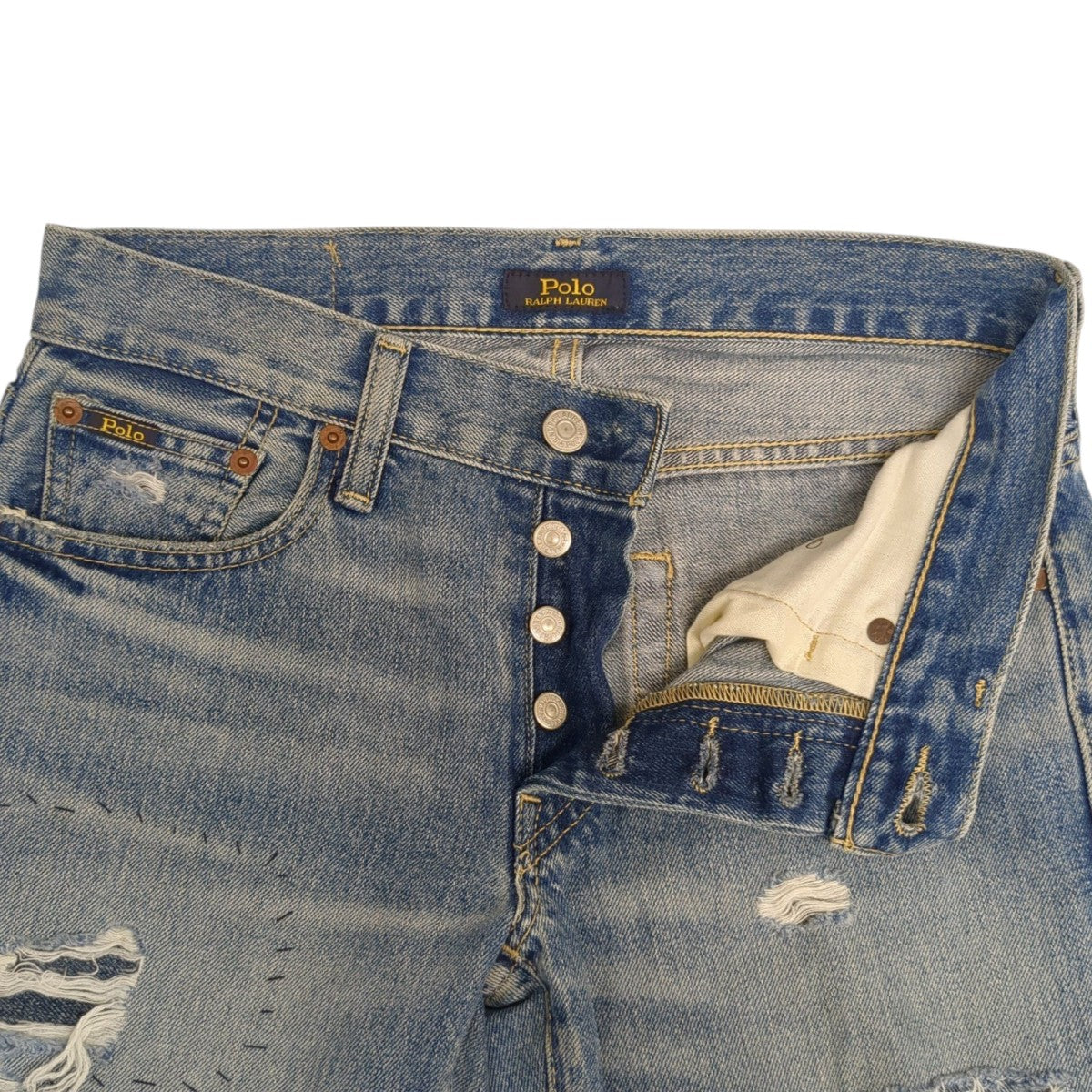 RALPH LAUREN パッチワーク ダメージ加工パンツ 古着・中古-4枚目のアイテム画像