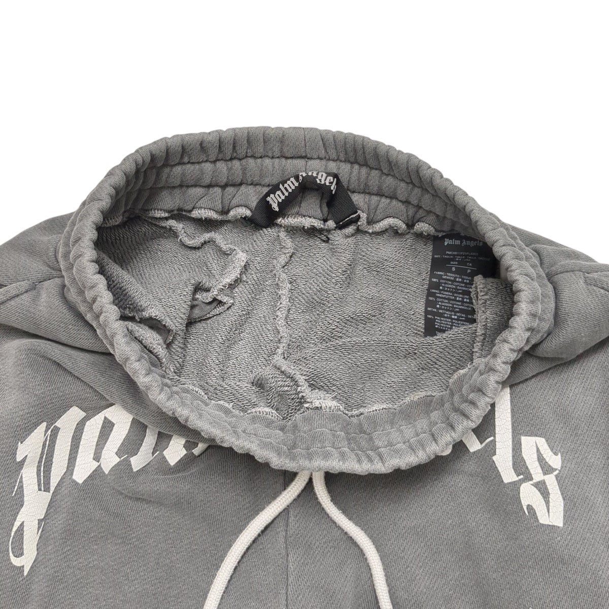 Palm Angels / ボトム/M/コットン/GRY/PMCH02BS25FLE001 Palm Angels(パームエンジェルス) GD Curved Logo Sweatpantスウェット