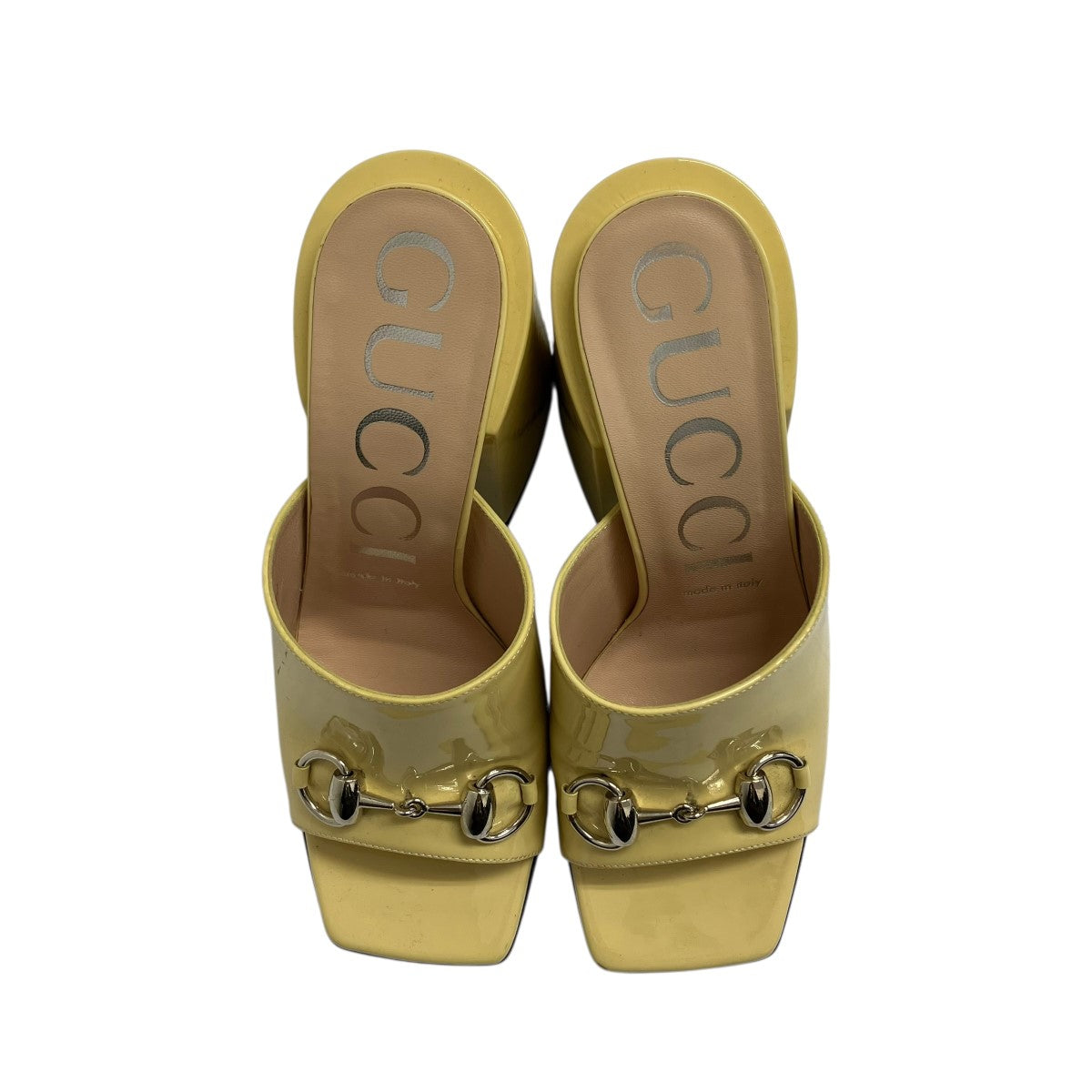 GUCCI(グッチ) Patent Lexi Horsebit High-Heel Slide Sandalsサンダル