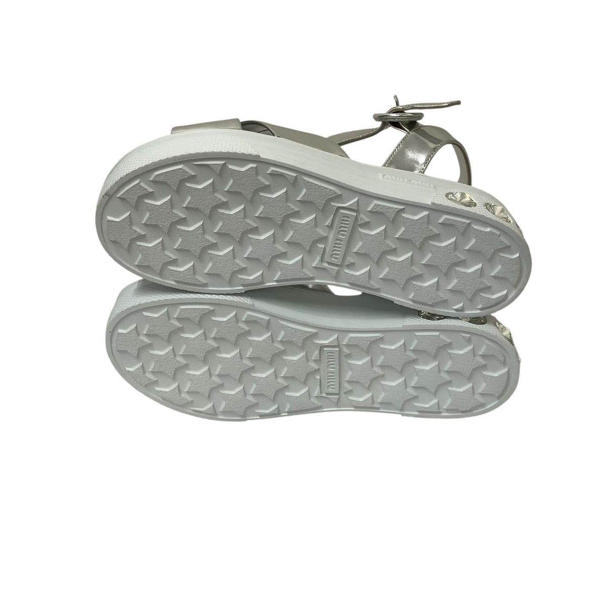 MIU MIU White Patent Leather Ankle Strap Crystals Platform Sandalsサンダル5X996C 古着・中古-7枚目のアイテム画像
