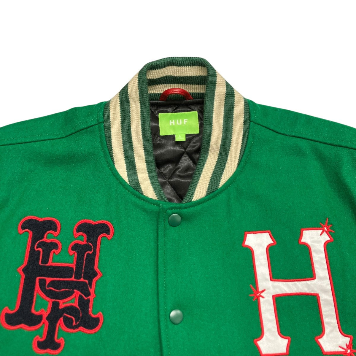 HUF(ハフ) 20 YEAR CLASSIC H VARSITY JACKETスタジャン グリーン