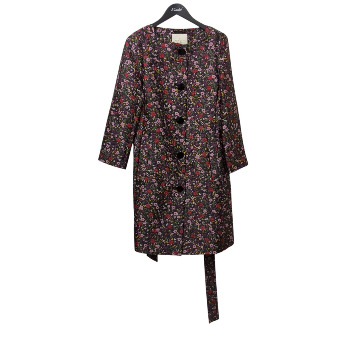 Boho Floral Jacquard Coat In Black長袖ワンピースNJMU7848