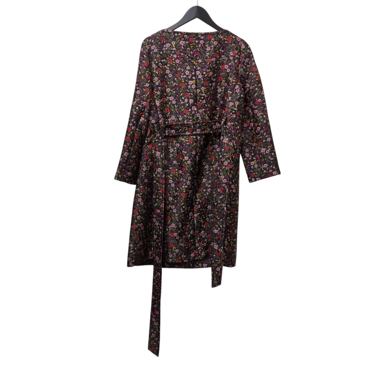 Boho Floral Jacquard Coat In Black長袖ワンピースNJMU7848