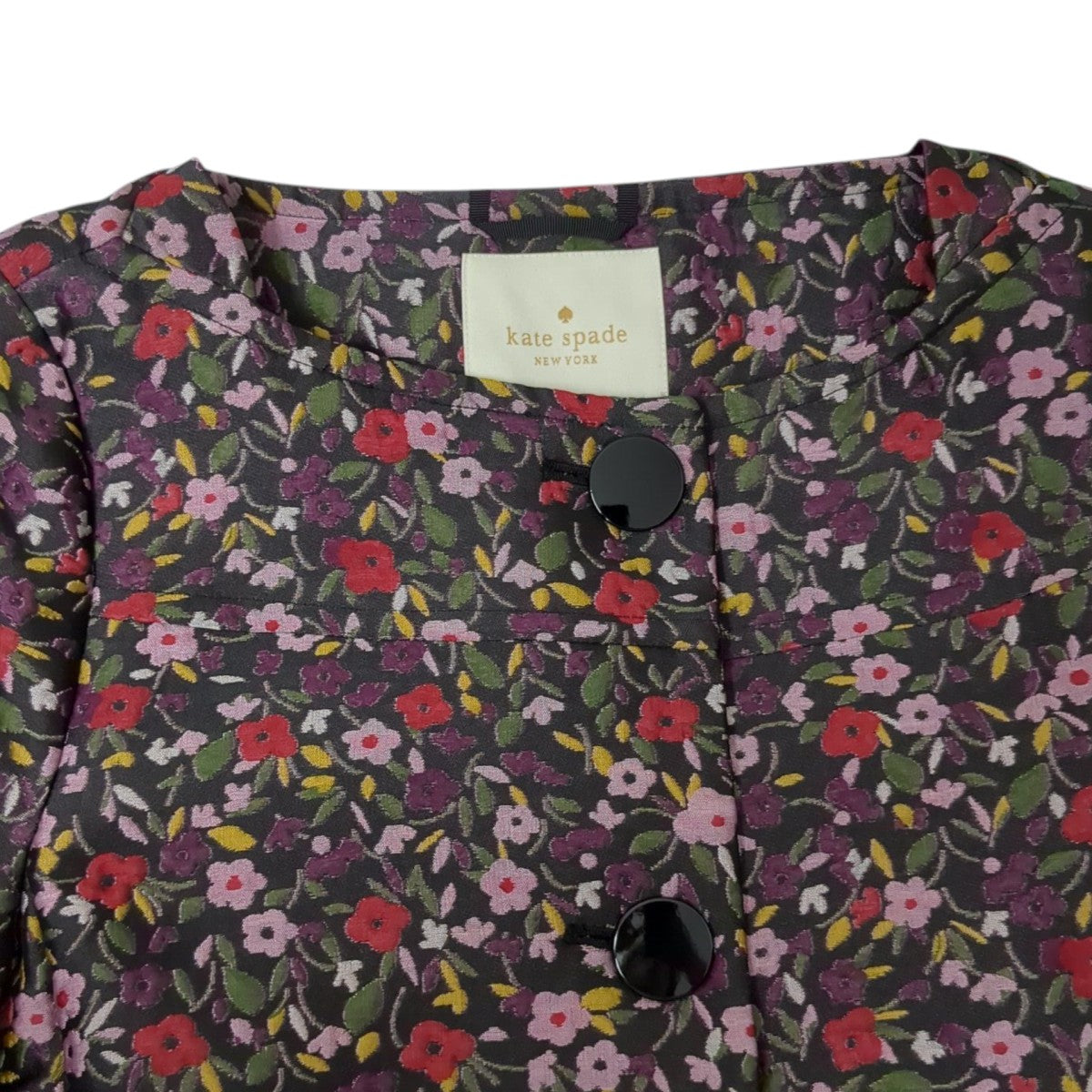 Boho Floral Jacquard Coat In Black長袖ワンピースNJMU7848