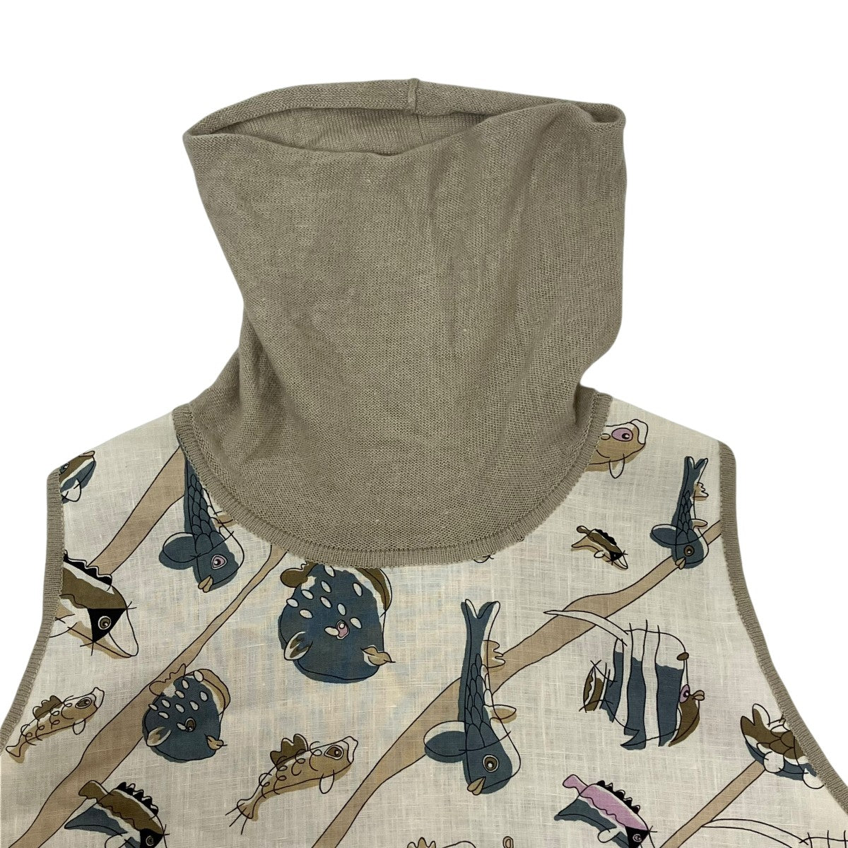 HERMES(エルメス) マルジェラ期 魚柄ノースリーブニット ベージュ