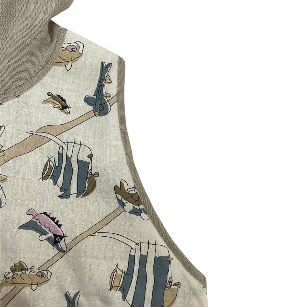 HERMES(エルメス) マルジェラ期 魚柄ノースリーブニット ベージュ