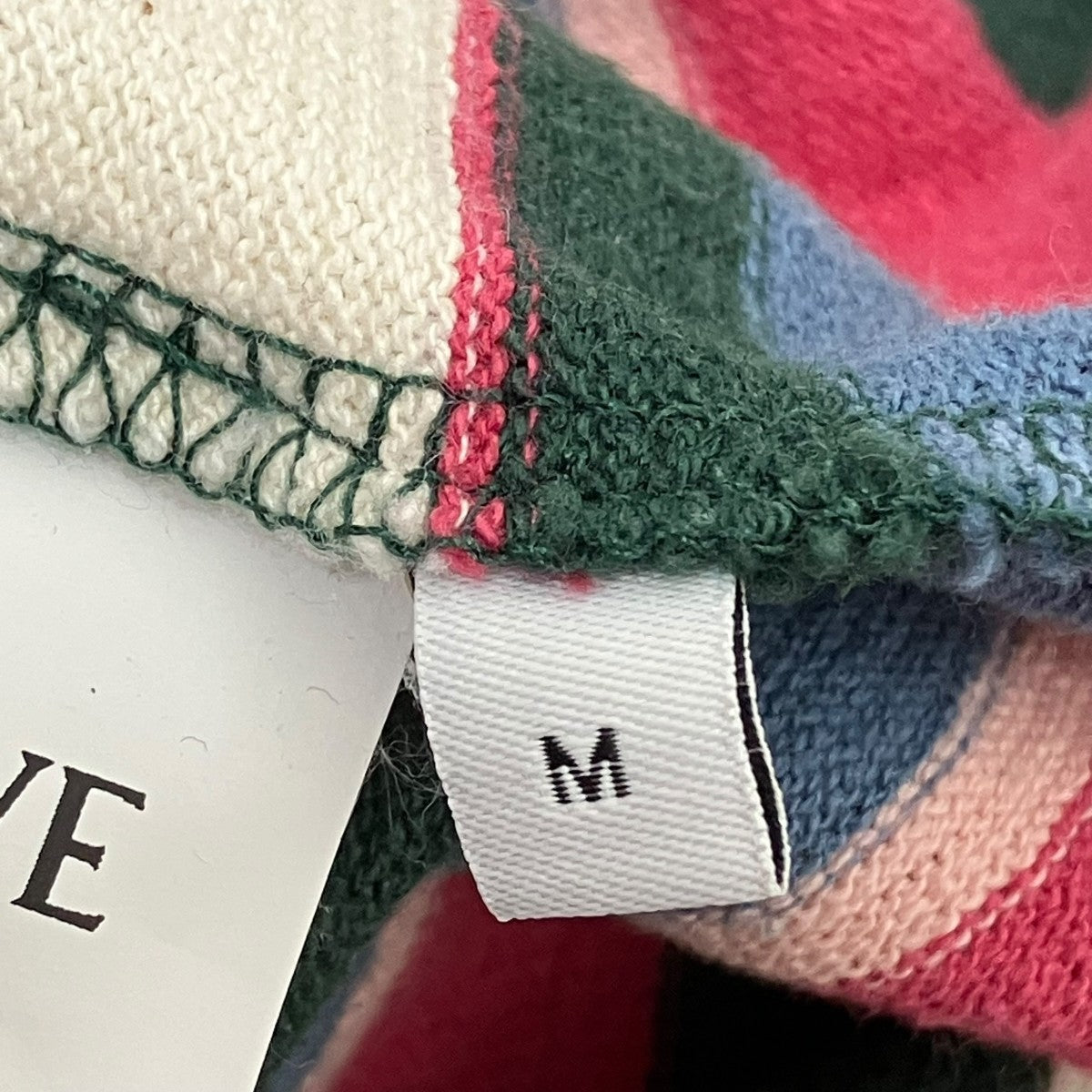 Vintage LOEWE ボートネックカラーブロックプリントカットソー 42 ドローストリング ポケット（クラシックカーフ&ラフィア） マルチ