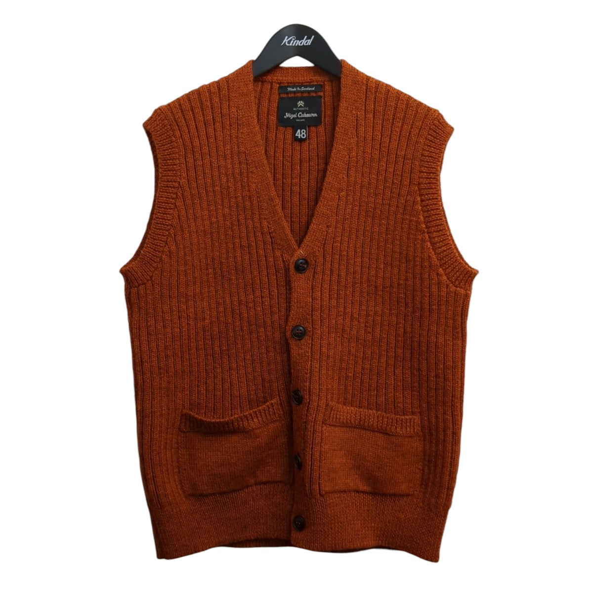 NIGEL CABOURN LE5 SOMERVILLE VEST BRITISH WOOLニットベスト8049-14-40000 古着・中古-1枚目のアイテム画像