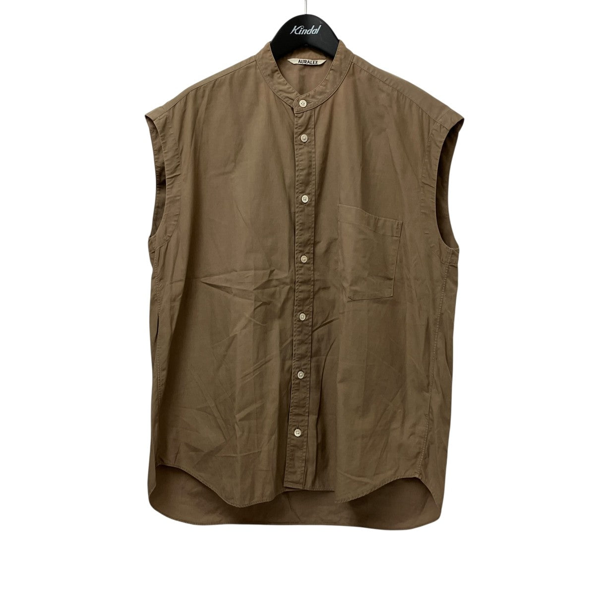 AURALEE WASHED FINX TWILL SLEEVELESS SHIRTSブラウスA9SS04TN 古着・中古-1枚目のアイテム画像