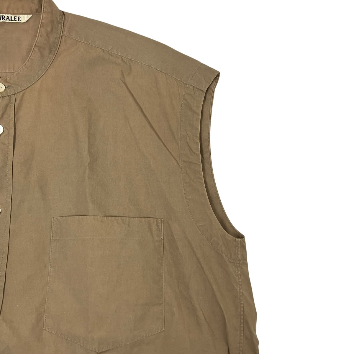 AURALEE WASHED FINX TWILL SLEEVELESS SHIRTSブラウスA9SS04TN 古着・中古-5枚目のアイテム画像
