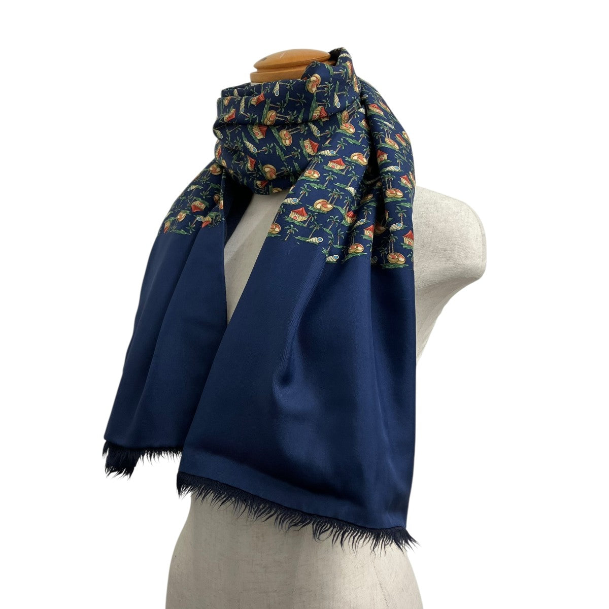 ❤未使用品❤カシミヤマフラー ネイビーｘベージュ エルメス 箱付 ペーパータグ付 HERMES(エルメス) マフラー ネイビー｜【公式】カインドオルオンライン