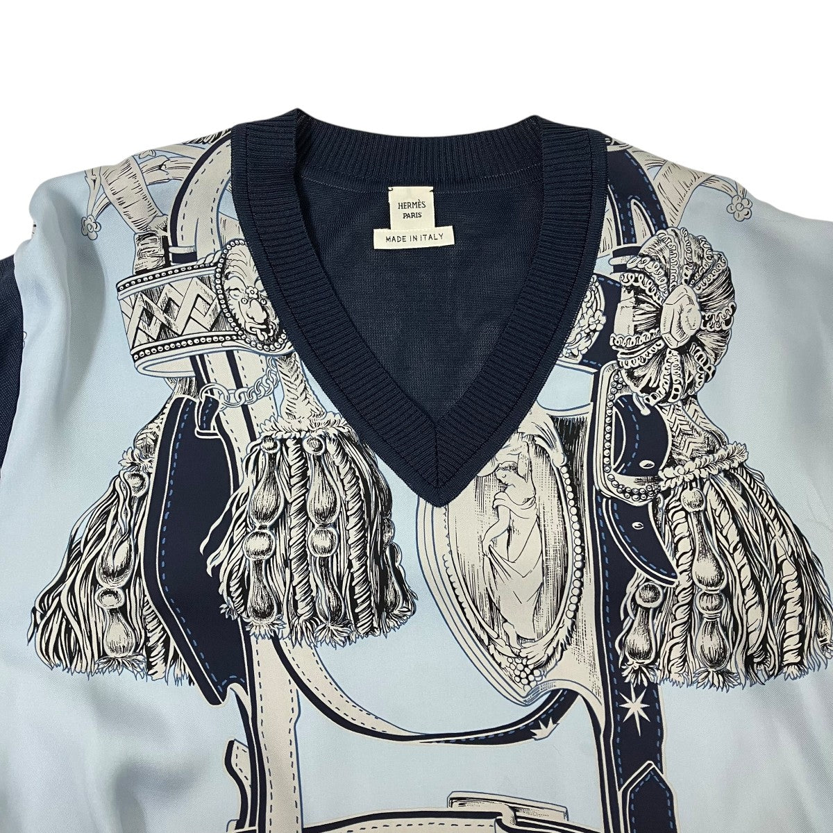 HERMES(エルメス) 切替ニット07-7750 07-7750 ブルー×ネイビー サイズ