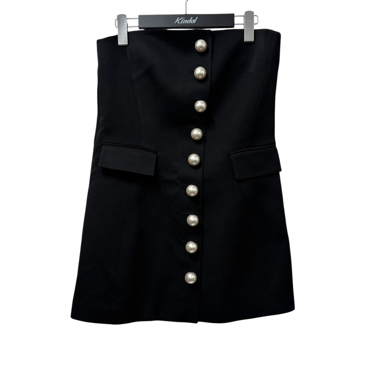 KIMHEKIM Pearl Buttons Wool Blend Bustier Mini DressキャミソールワンピースPF23-DS04-BK 古着・中古-1枚目のアイテム画像