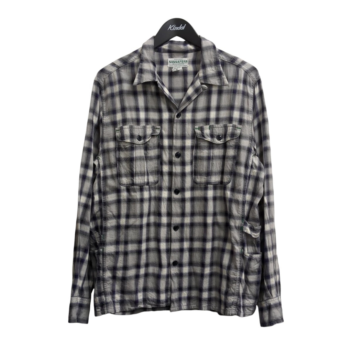 SASSAFRAS(ササフラス) チェックシャツ グレー×パープル サイズ S