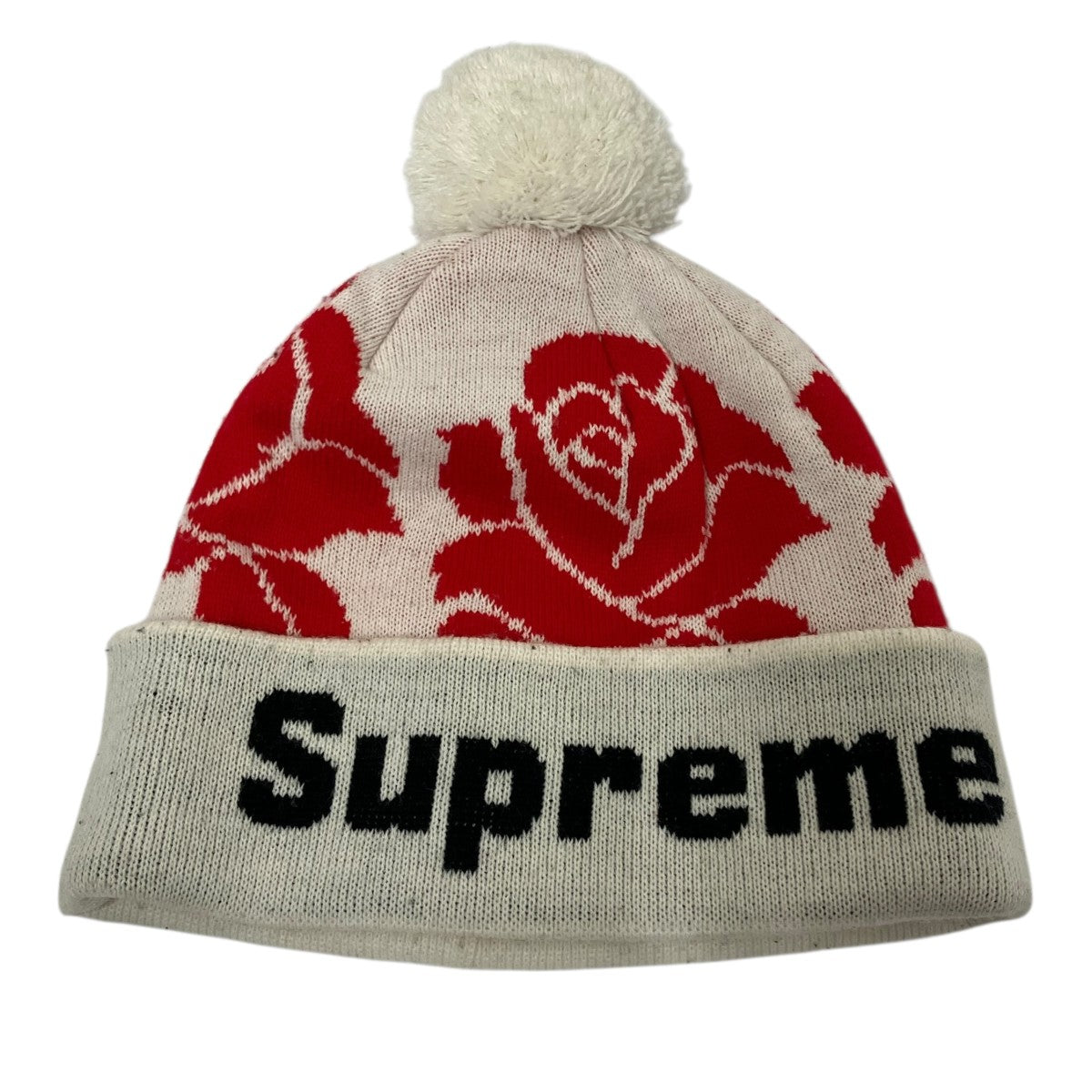 supremeビーニー　22FW Rose Beanie Supreme(シュプリーム) 22FW Rose Beanieニット帽 レッド×ホワイト