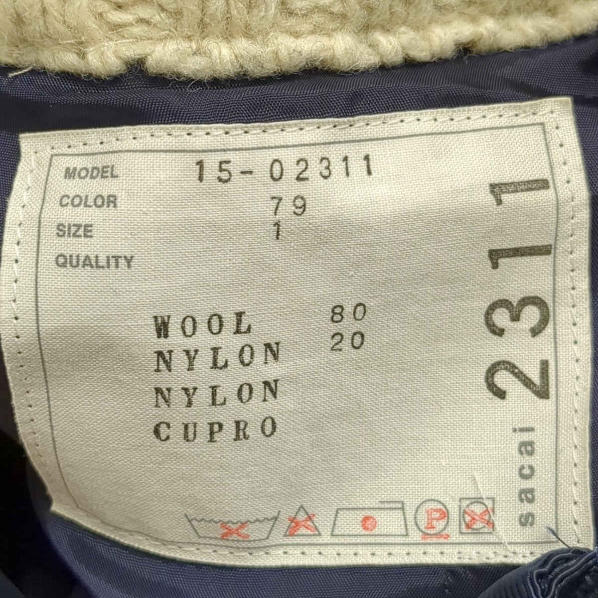 sacai(サカイ) ワンピース15-02311 15-02311 ネイビー×ホワイト サイズ