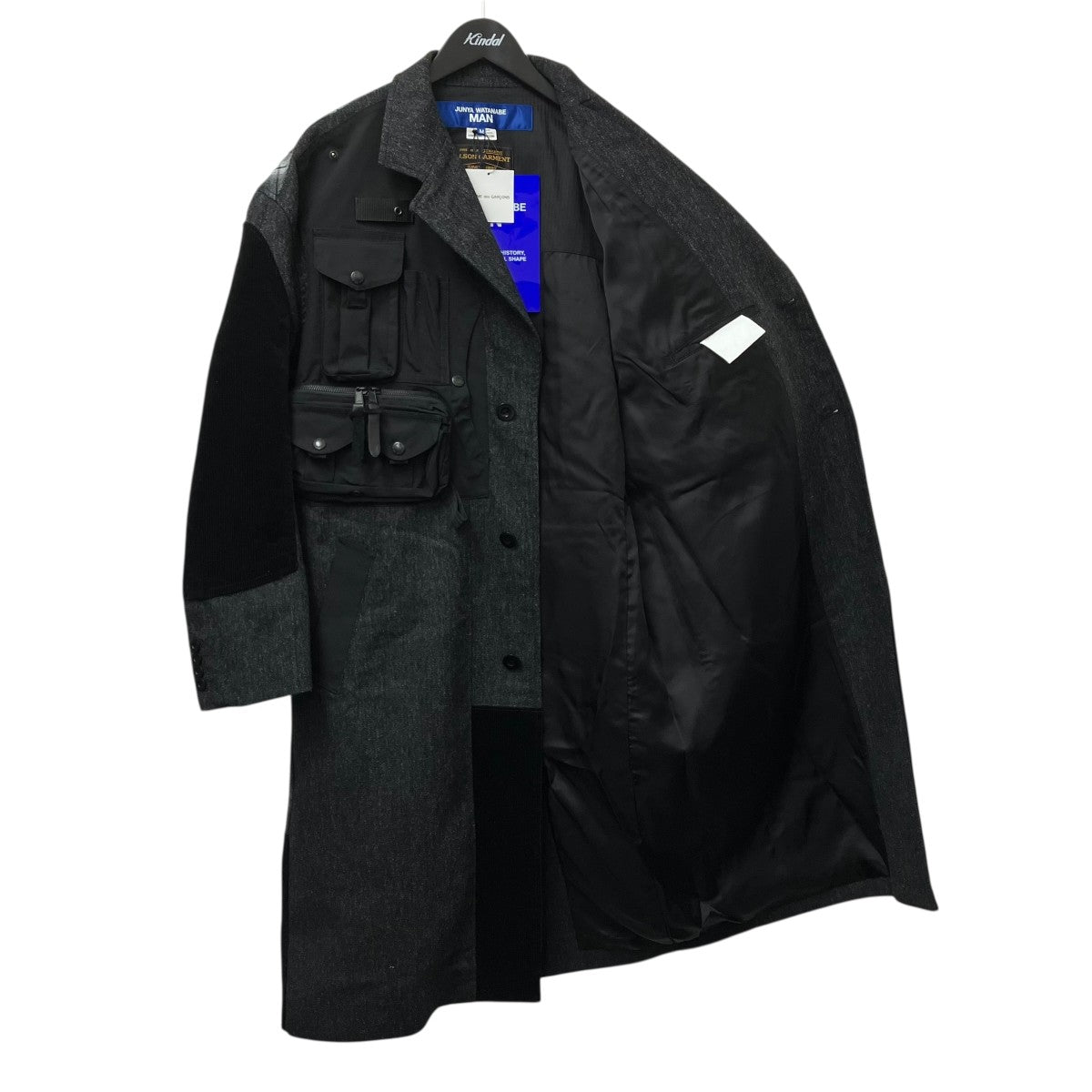 JUNYA WATANABE CDG×FILSON GARMENT 25AWコート ウールツイード×綿フランネルチェック×エステルオックスコートWP-C007 古着・中古-2枚目のアイテム画像