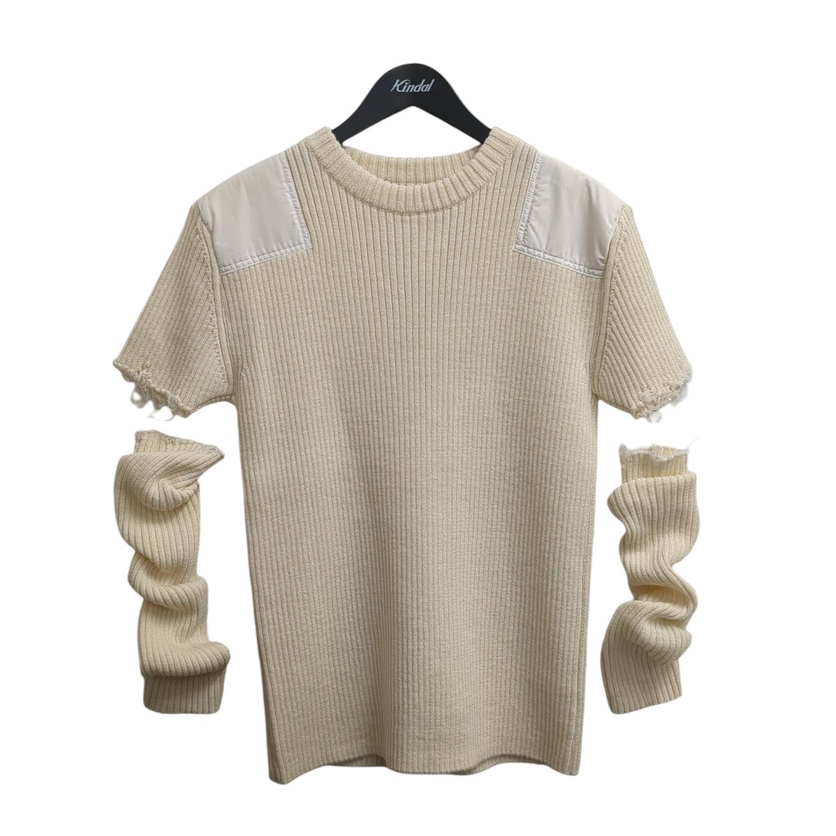 Shoulder patch rib knit sweater with gloves半袖ニット4A001-0124-40