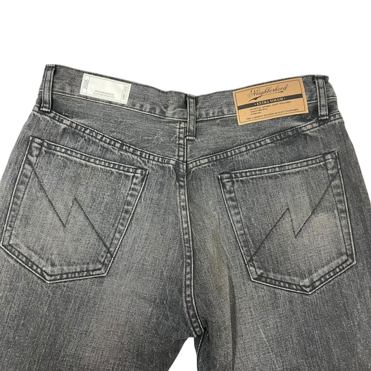 NEIGHBORHOOD BLACK DENIM WASHED SLIM STRAIGHT PANTSデニムパンツ252XBNH-PTM11 古着・中古-5枚目のアイテム画像