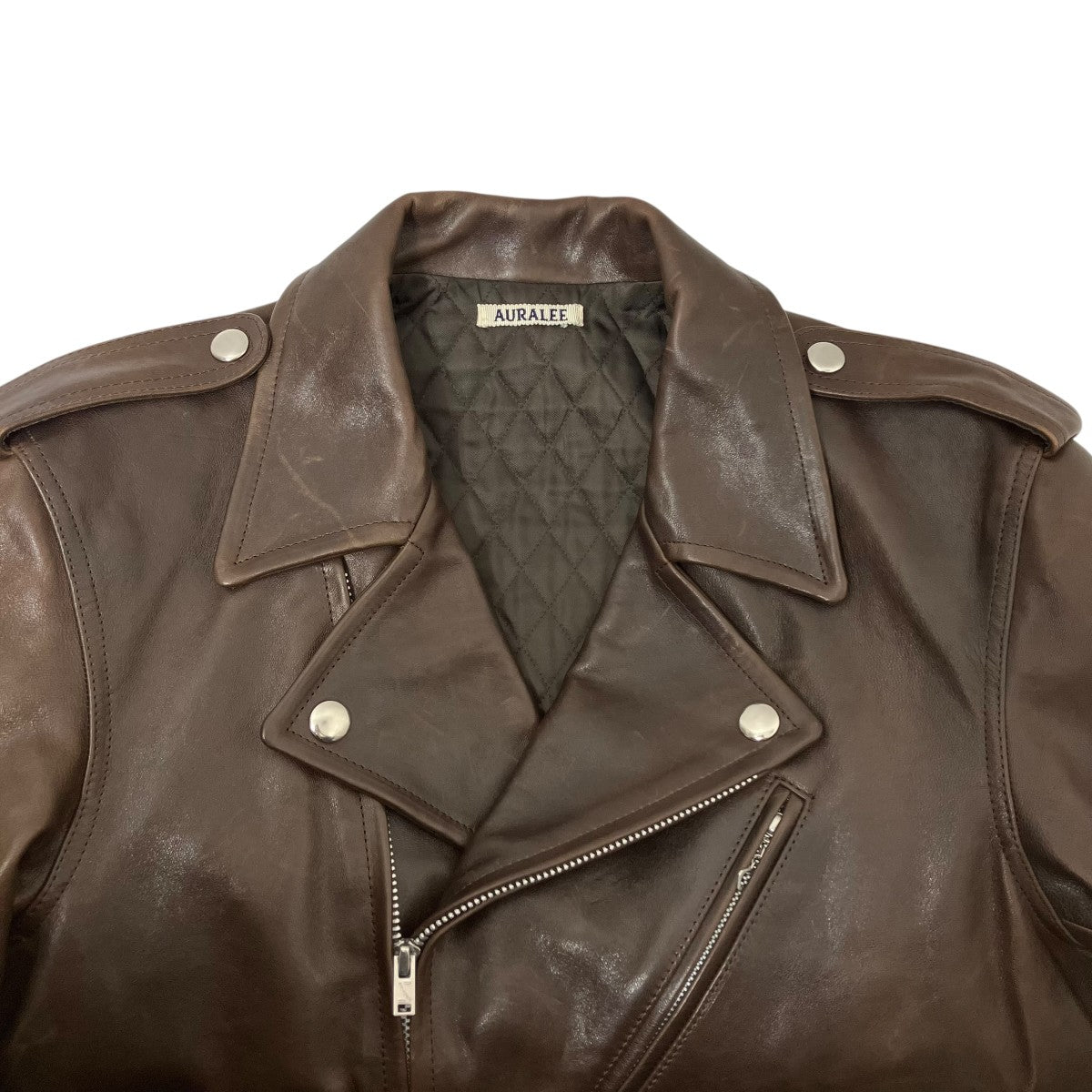 AURALEE Heavy Lamb Leather Riders JacketレザージャケットA25AB01LA 古着・中古-4枚目のアイテム画像
