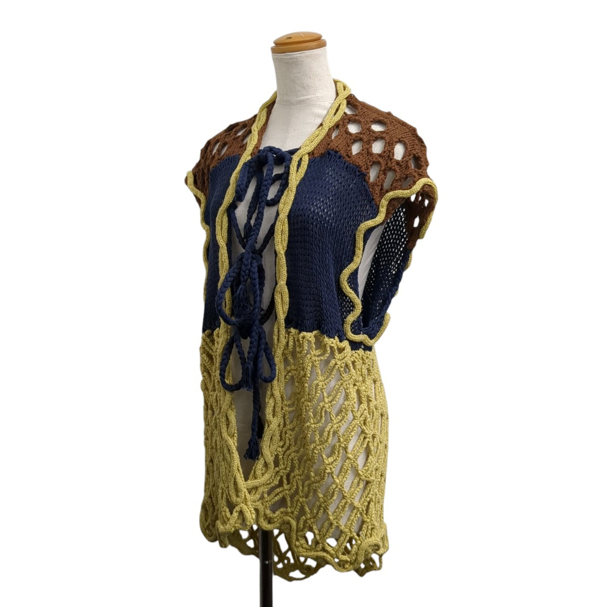 LEINWANDE Mix Yarn Crochet Vestニットベスト0225010502 古着・中古-1枚目のアイテム画像