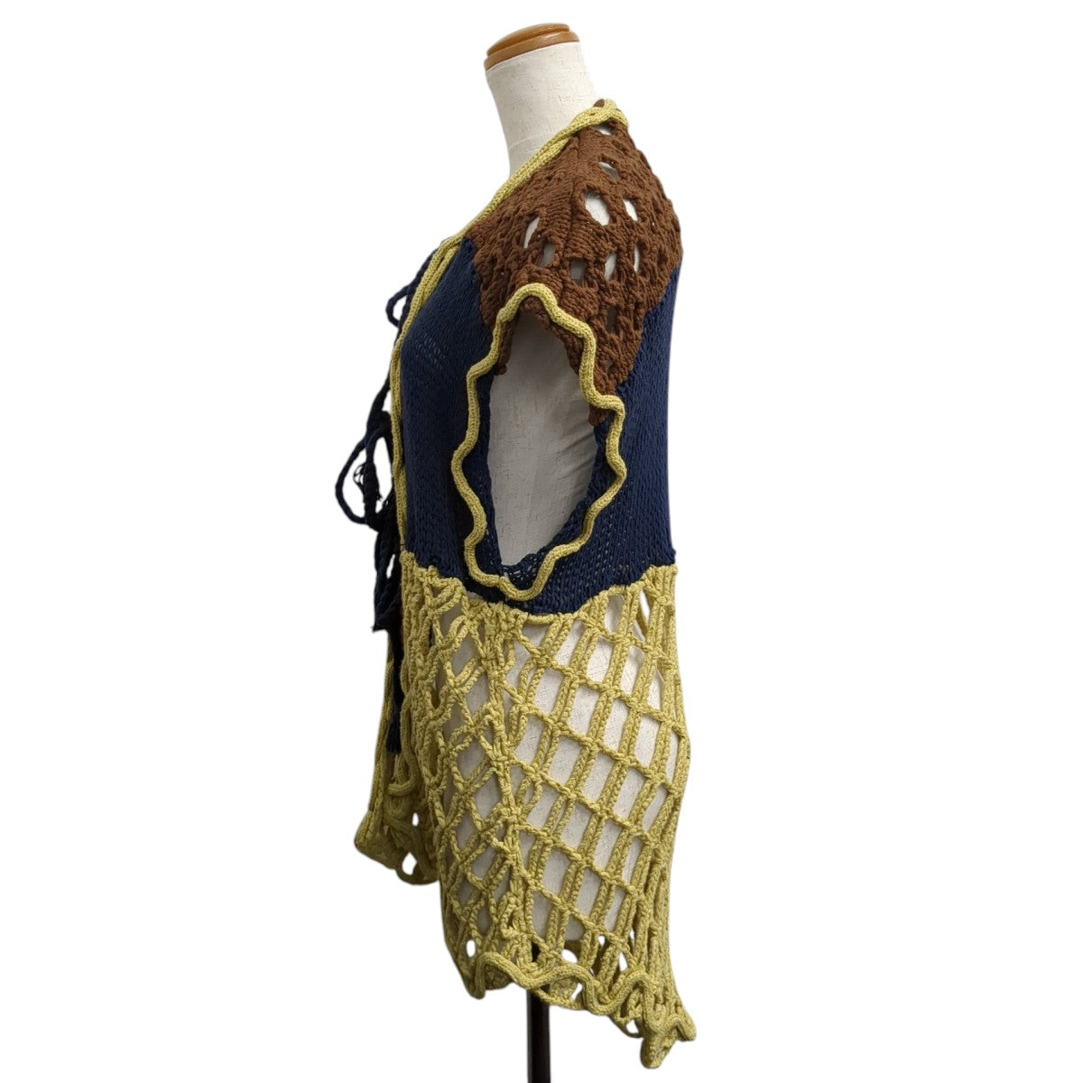 LEINWANDE Mix Yarn Crochet Vestニットベスト0225010502 古着・中古-2枚目のアイテム画像