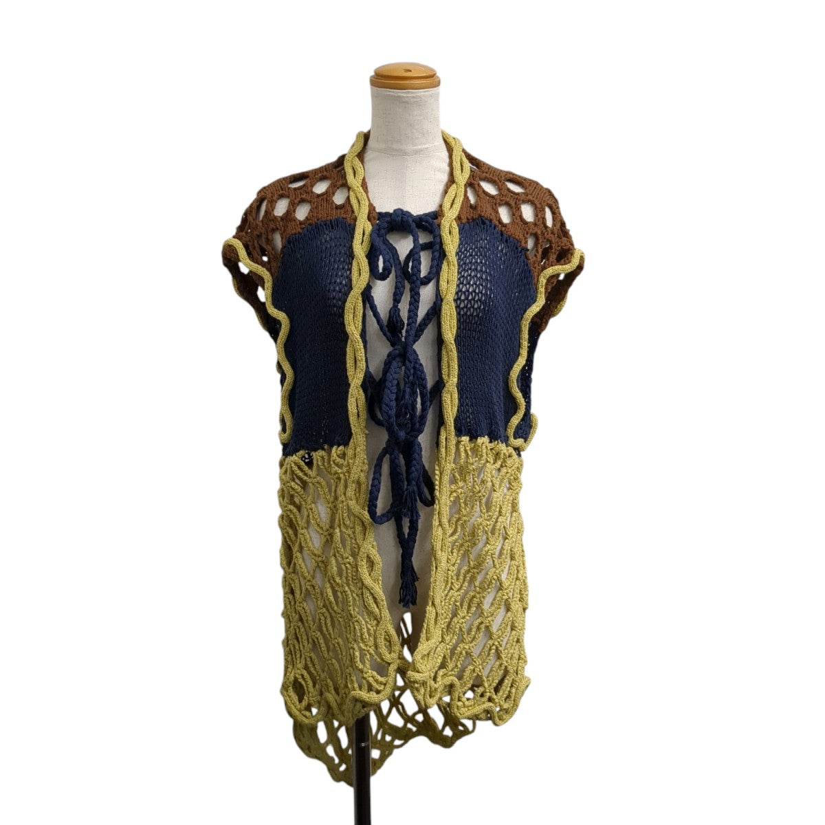 LEINWANDE Mix Yarn Crochet Vestニットベスト0225010502 古着・中古-4枚目のアイテム画像