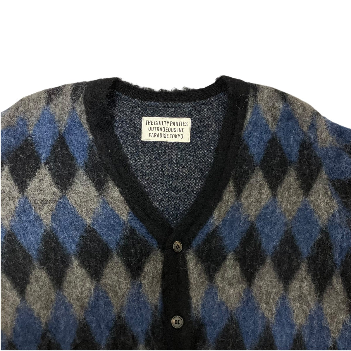 WACKO MARIA アーガイルモヘアカーディガン16FW-WMK-KN16 古着・中古-3枚目のアイテム画像