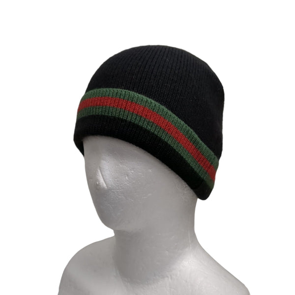 GUCCI(グッチ) シェリーラインニット帽 ブラック×レッド×グリーン