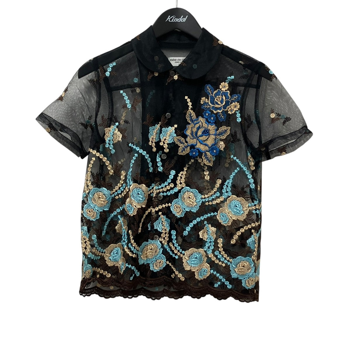 ROBE DE CHAMBRE COMME DES GARCONS AD2000 花柄刺繍シアーシャツRB 10012M 古着・中古-1枚目のアイテム画像