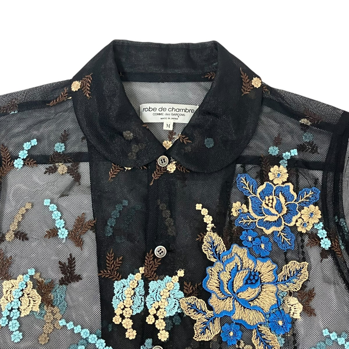 ROBE DE CHAMBRE COMME DES GARCONS AD2000 花柄刺繍シアーシャツRB 10012M 古着・中古-3枚目のアイテム画像