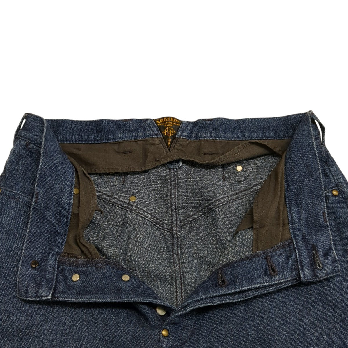 【新品】  AUBERGE / オーベルジュ | JARDIN FR コットンシルクリネン シンチバック デニムパンツ | 44 | インディゴ | メンズ AUBERGE(オーベルジュ) JARDIN FRデニムパンツ インディゴ サイズ 44