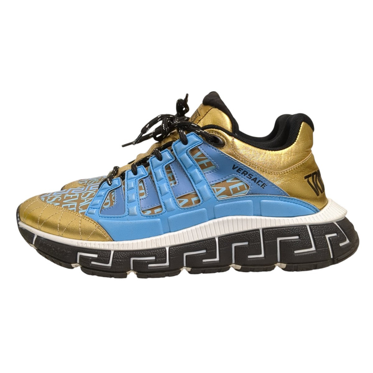 VERSACE(ヴェルサーチ) Trigreca Low-Topスニーカー ブルー×ゴールド