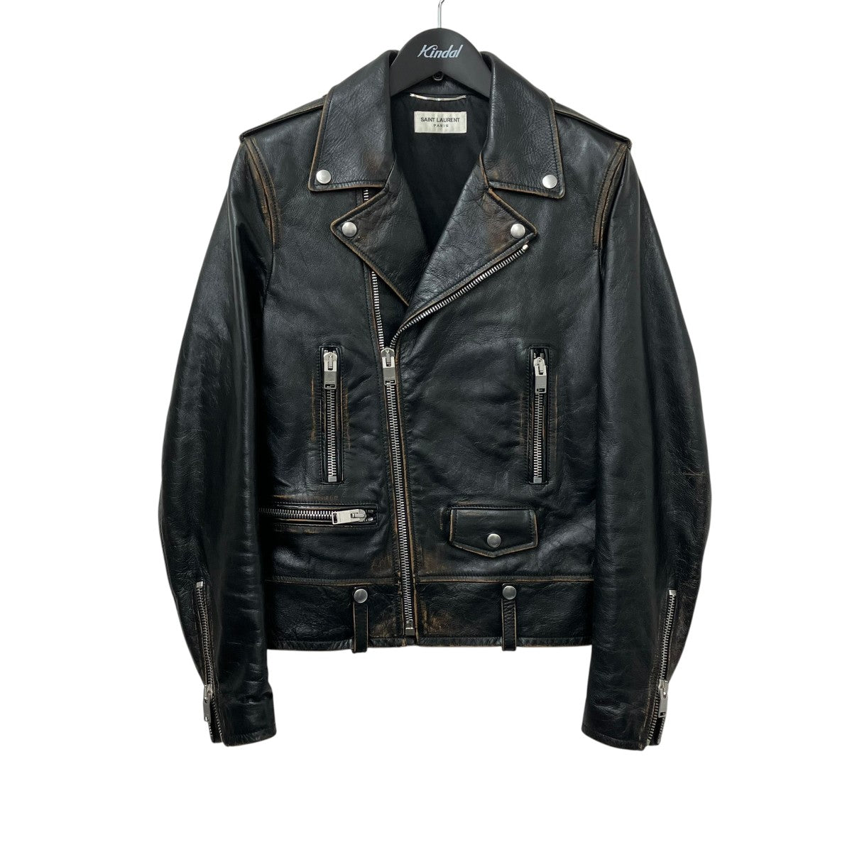 Saint Laurent Paris クラシックモーターサイクルジャケット ヴィンテージ加工レザージャケット484284 古着・中古-1枚目のアイテム画像