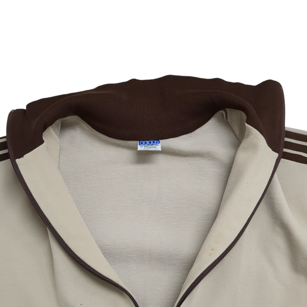 adidas トラックジャケット ベージュxブラウン デサント製　80s 古着 80s アディダス デサント製 トラックジャケット ブラウン