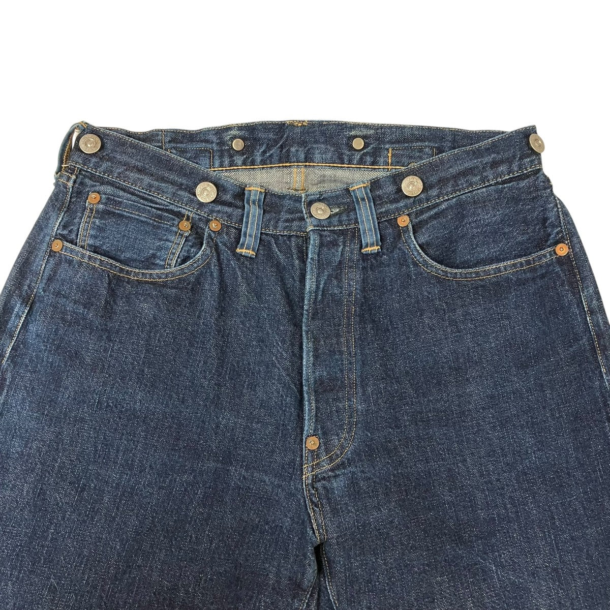 針刺シンチバックデニムパンツ