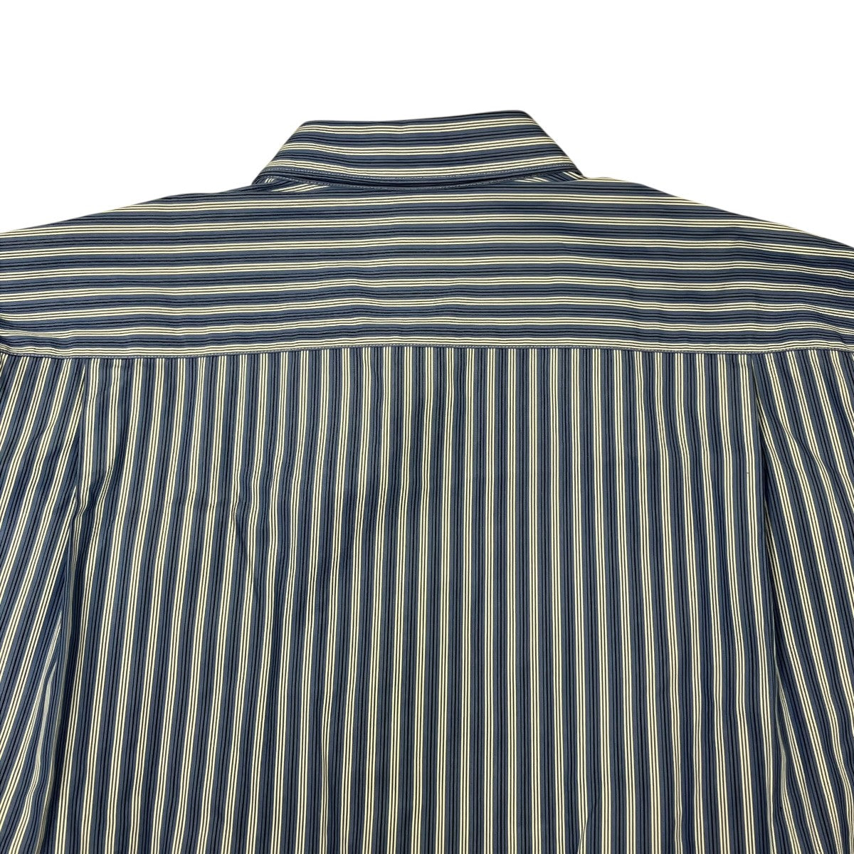 yarn dyed cotton stripe x cotton poplin printシャツFP-B012