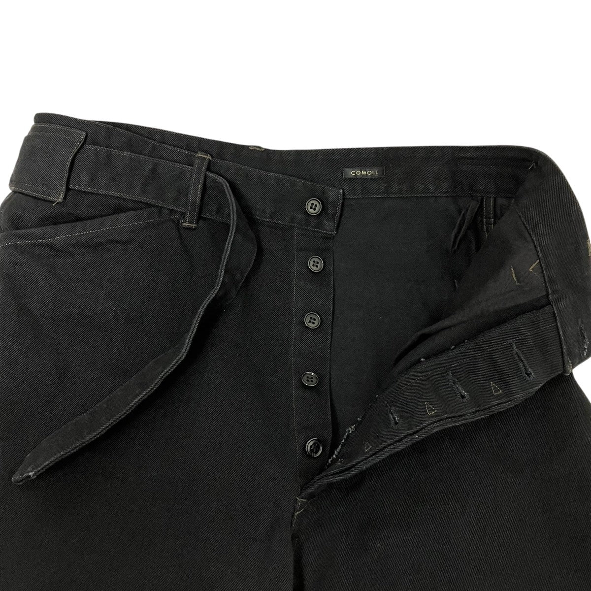COMOLI 26SSブラックデニムベルテッドパンツデニムパンツD01-03001 古着・中古-4枚目のアイテム画像