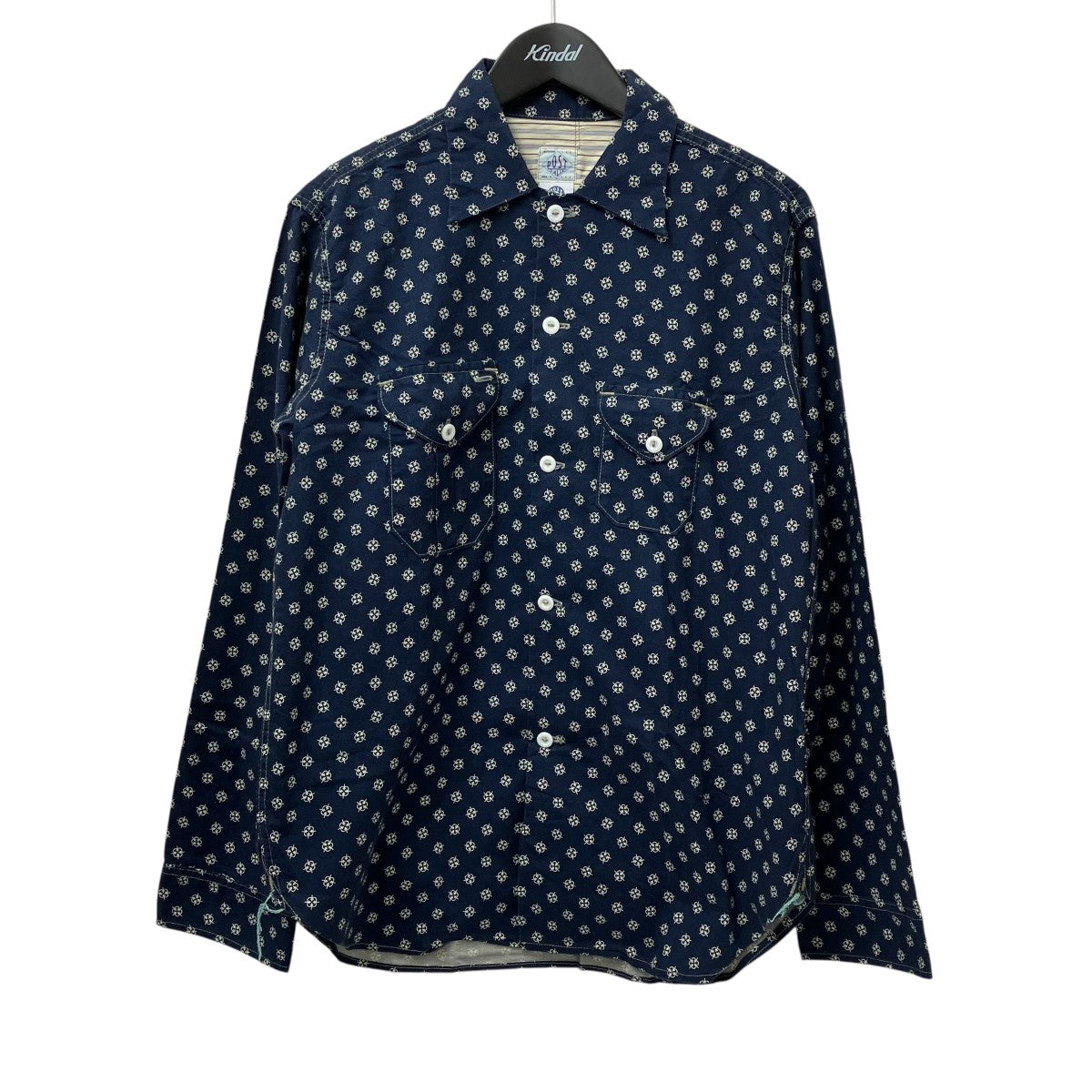 POST O'ALLS(ポストオーバーオールズ) 総柄シャツ ネイビー サイズ M