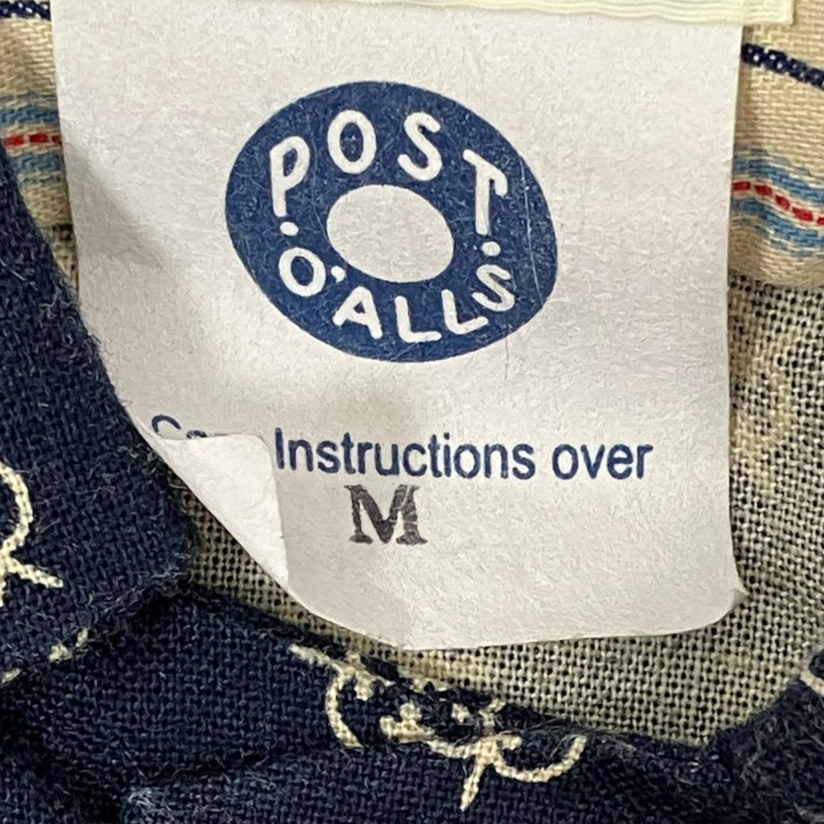 POST O'ALLS ポストオーバーオールズ カジュアルシャツ M 紺 【古着】【中古】【送料無料】 POST O'ALLS(ポストオーバーオールズ) 総柄シャツ ネイビー サイズ M