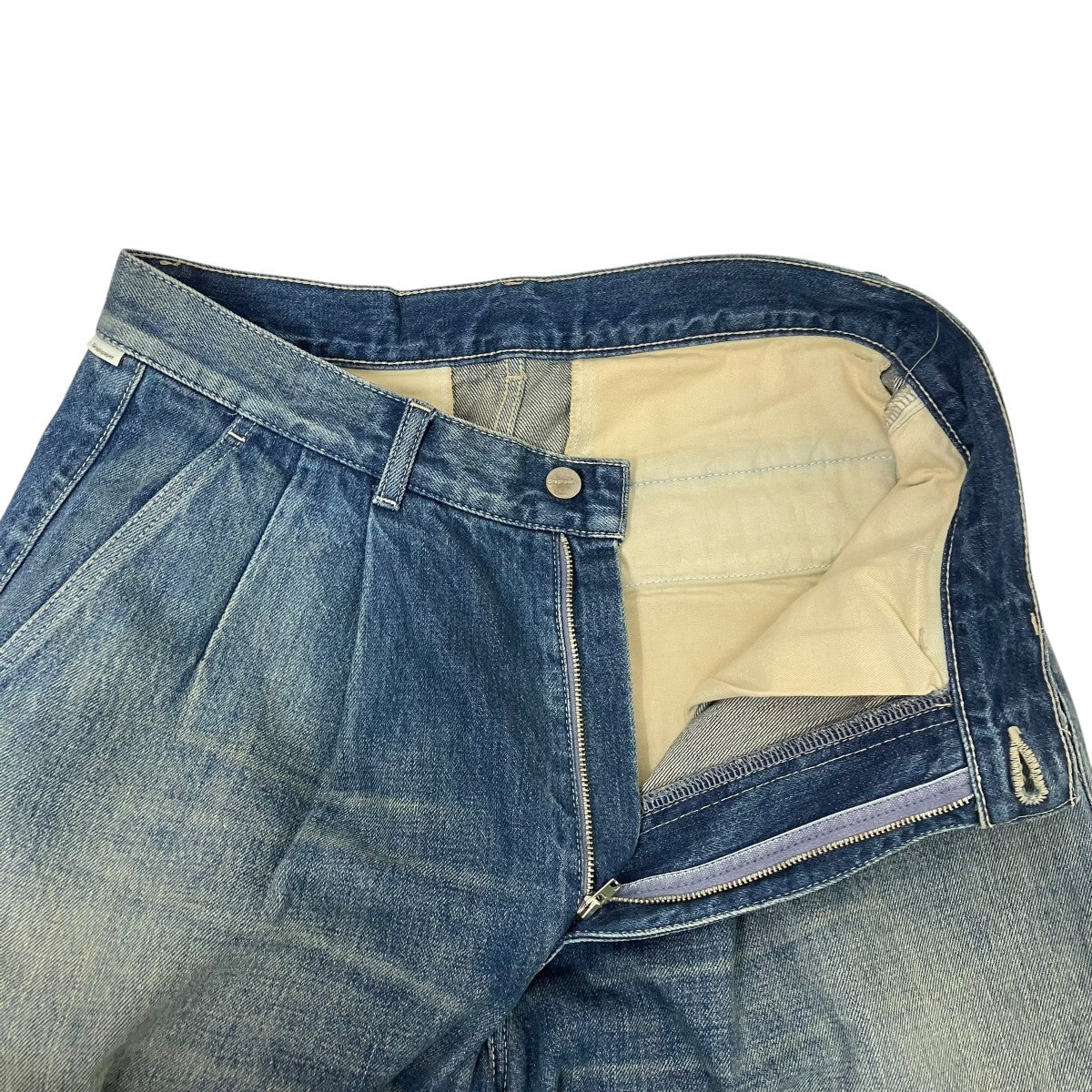Graphpaper SELVAGE DENIM TWO TUCK TAPERED PANTSデニムパンツGU223-40017DB 古着・中古-4枚目のアイテム画像